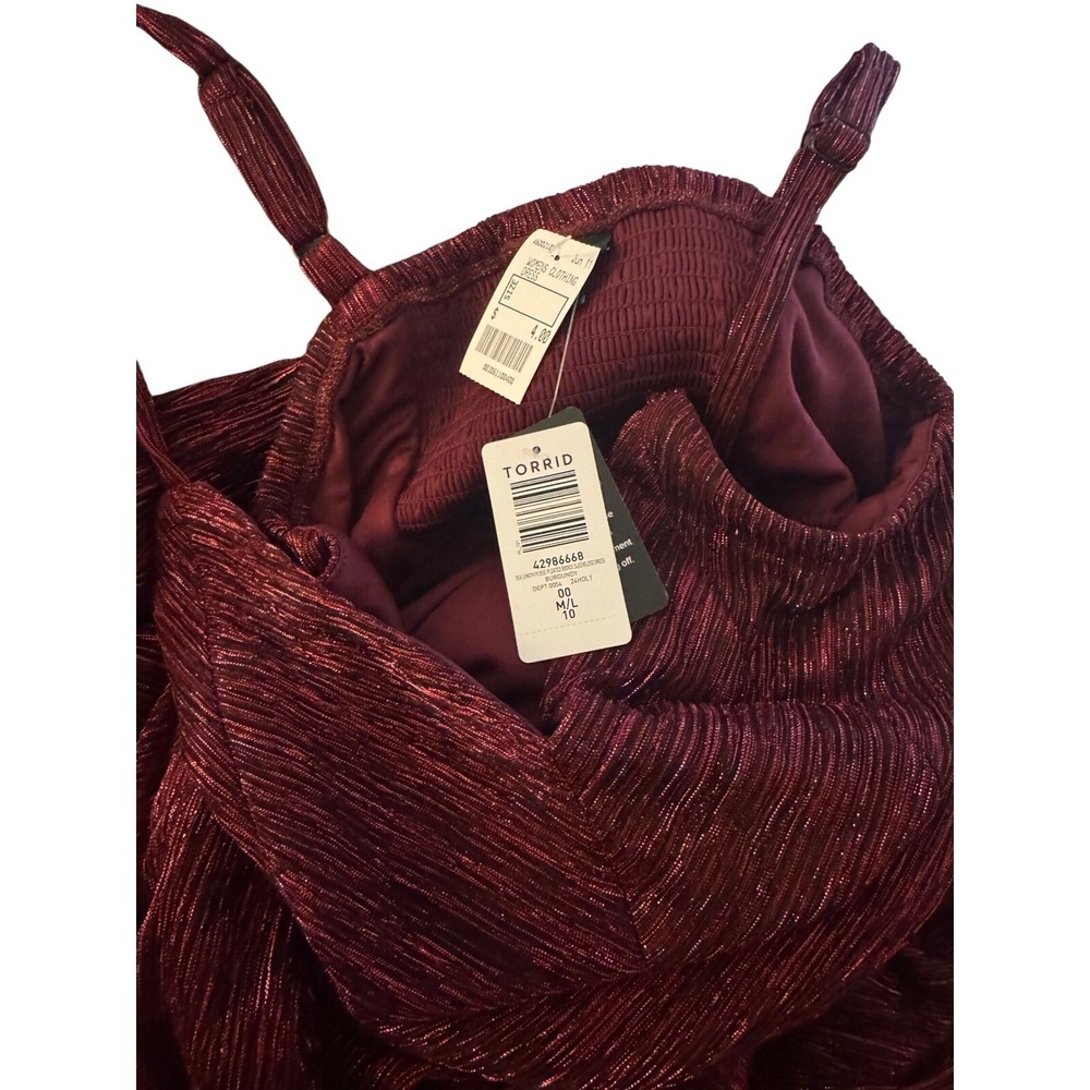 Torrid | new w/tags| tea length spaghetti strap burgundy dress | size 10 - Picture 7 of 15